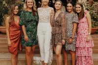 25 mini and midi mismatching bridesmaid dresses with various prints are amazing for a bold boho wedding