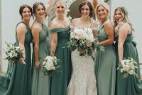 51 lovely green and light green draped maxi bridesmaid dresses are perfect for a spring or summer wedding