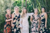 54 dark mismatched floral print dresses with and without sleeves for a boho wedding