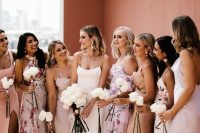 61 mismatching blush and pale pink midi bridesmaid dresses including plain and floral ones are amazing for spring or summer