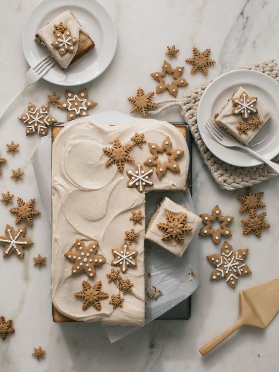 a brown butter pecan sheet wedding cake with spiced cream cheese frosting is a gorgeous idea for a winter wedding