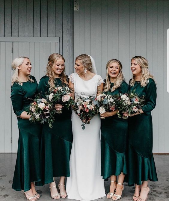 Varying Green Bridesmaid Dresses