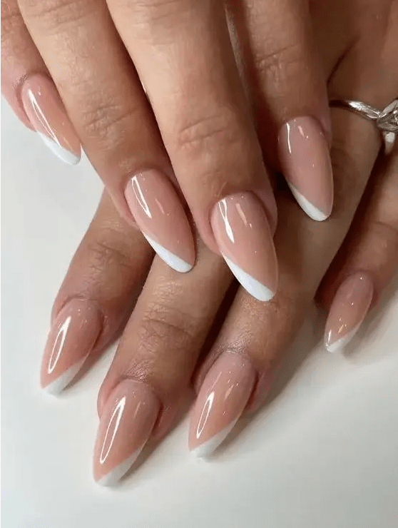 a stylish dusty pink wedding manicure