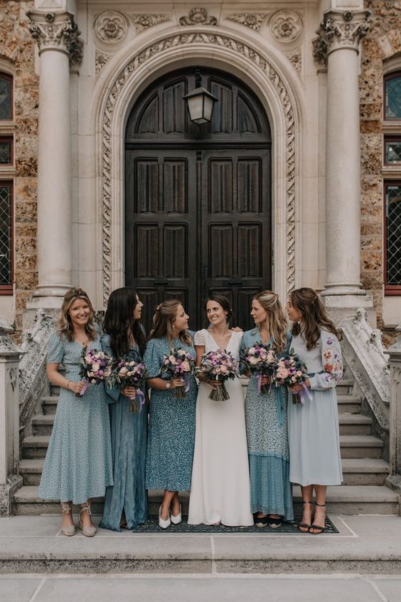 lovely blue bridesmaid dresses