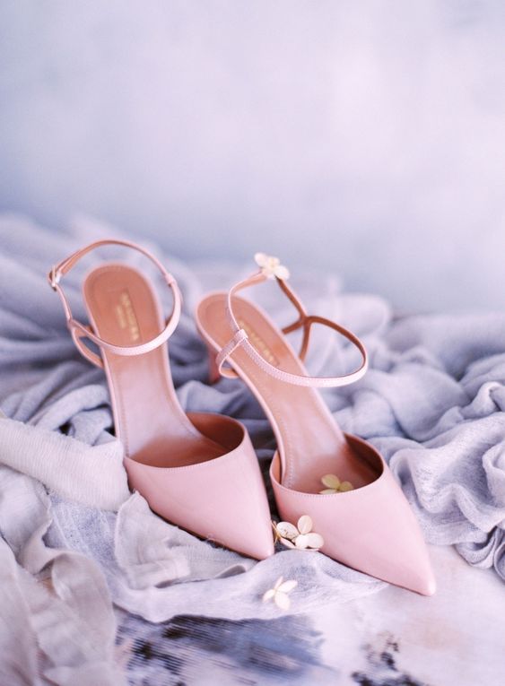 blush pointed toe wedding heels with ankle straps are timeless classics for a wedding, they work for spring and summer and other other season