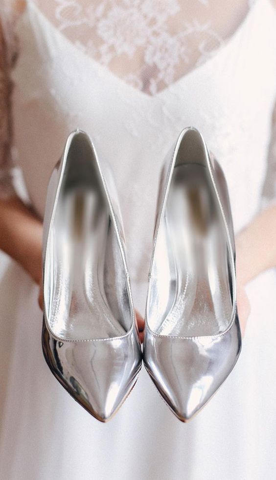 classic pointed toe silver wedding pumps will never go out of style, you may wear them after the wedding
