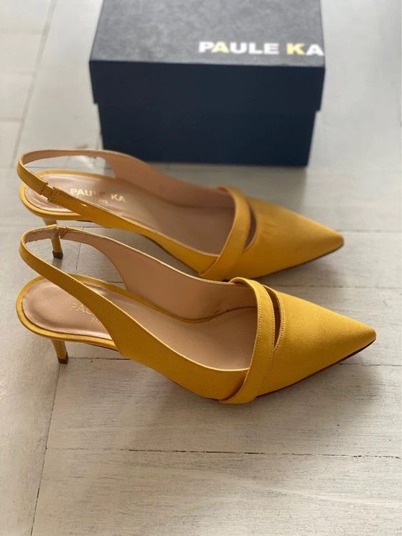 classy mellow yellow pointed toe slingbacks are a cool idea for any bridal look, they are chic