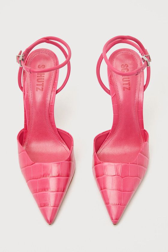 fab pink reptile embossed wedding heels with ankle straps are amazing for spring and summer bridal looks