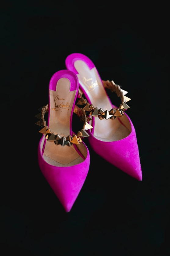 fabulous hot pink wedding mules with spike straps are adorable and just jaw-dropping