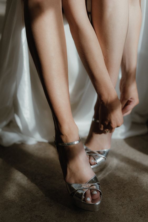lovely silver platform wedding shoes with ankle straps are always a good idea and they are quite comfortable