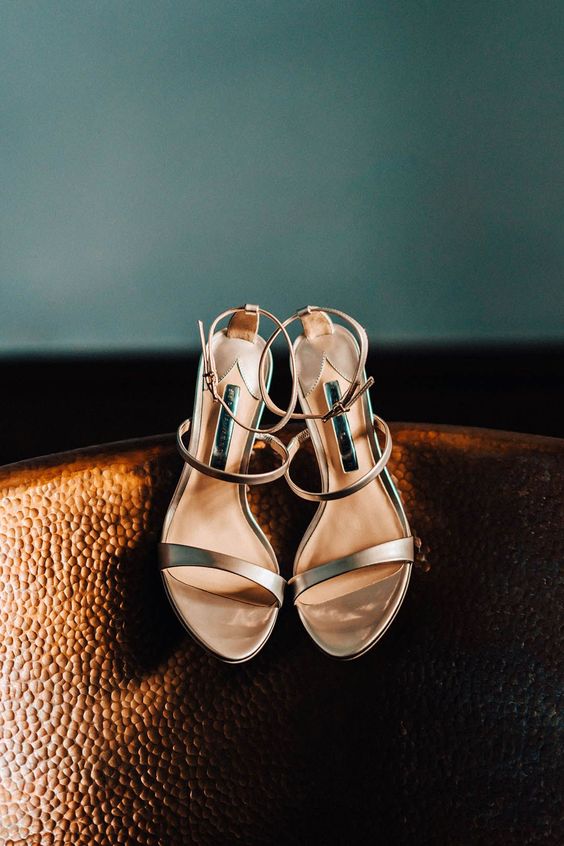 minimalist silver strappy wedding shoes are a perfect addition to a spring or summer bridal look