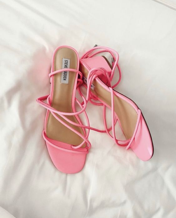 pink strappy wedding shoes with comfy heels will be a lovely and comfortable idea for a spring or summer wedding