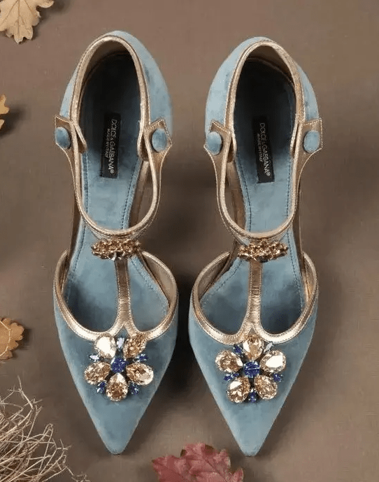 gorgeous blue vintage wedding shoes