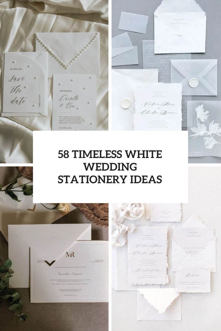 58 Timeless White Wedding Stationery Ideas cover