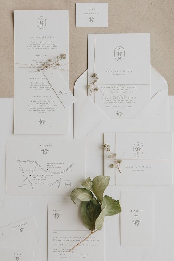 a beautiful and ethereal wedding invitation suite with black lettering and a drawn map is a lovely idea