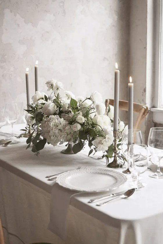 a stylish winter wedding table setting