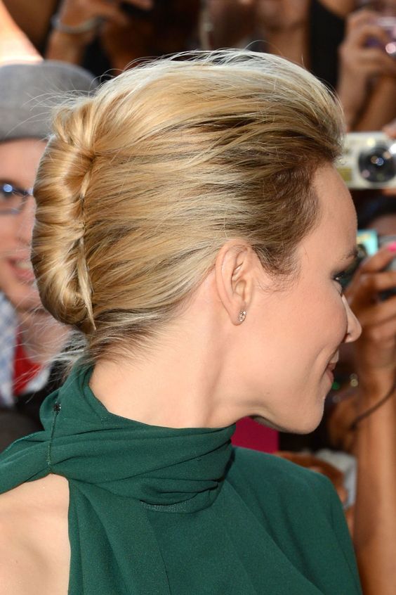 a messy French chignon on short hair, with a messy bump on top is a timeless hairstyle with a lot of elegance