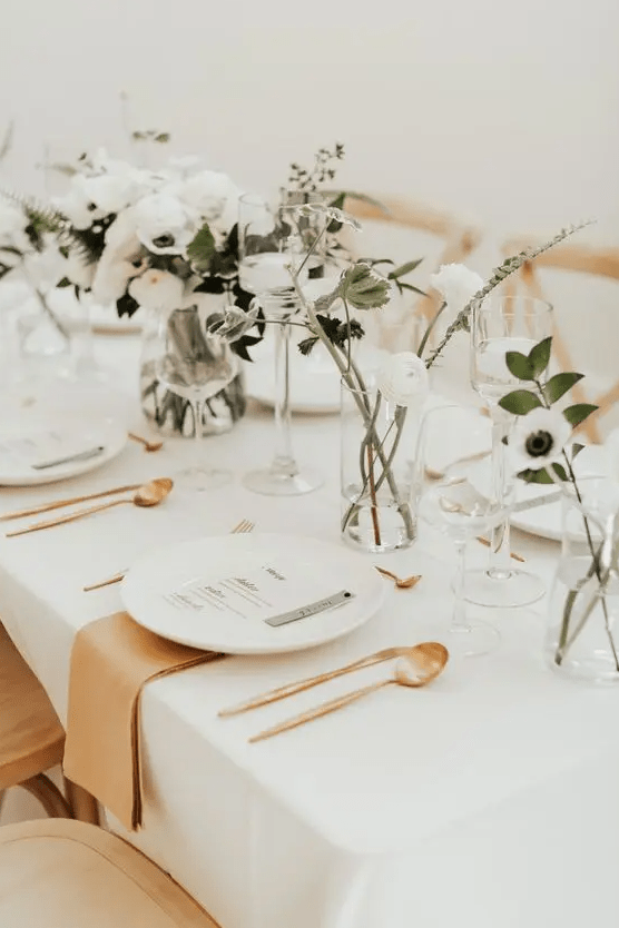 an airy scandi wedding tablescape