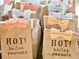 boiled peanuts in paper bags, with individual tags and bows are amazing as wedding favors, make them yourself