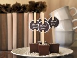 chocolate popsicles with chalkboard tags will help you personalize your hot chocolate bar