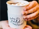 offer cardboard holders for hot cocoa cups and print something cute on them – this way you’ll personalize each cup