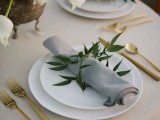 fresh greenery napkin rings are cool and pretty accessories that will match many wedding styles and themes and will give a fresh feel to the tablescape