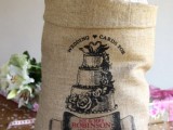 a burlap sack can become a lovely wedding card box alternative and can accommodate a lot of cards and other stuff