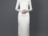 a sheath wedding dress with a bateau neckline and long sleeves is a lovely idea to style a bride like in Star Wars