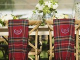 red and green tartan covers for the couple’s chairs to make them cozy and stylish