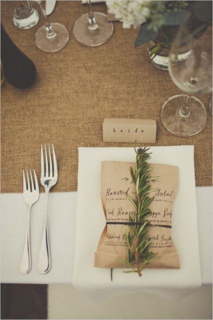 a kraft paper bag with printed words and quotes to pack a wedding favor for your guest