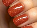 orange glitter nails feel like fall themselves, they will bring much color and a shiny touch to your look