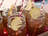 offer your guests iced tea with lemon poured into jars and with paper straws, it’s a cool informal drink to serve