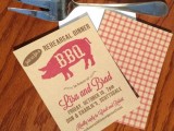 bbq rehearsal dinner invitations with fun prints and plaid are simple and cute for your rehearsal