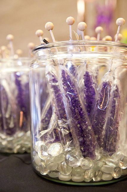 serve sugar rock candies in large jars, you may fill them with decorative stones and beads