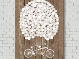 a wedding sign with a white bike and painted balloons can be used for decorating your venue and you can later decorate your home with it