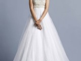 a strapless empire waist wedding ballgown with a lace bodice and a full skirt is boho yet classic at the same time