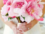 a blush and pink peony wedding bouquet is a lovely idea for a spring or summer wedding, it looks chic and beautiful