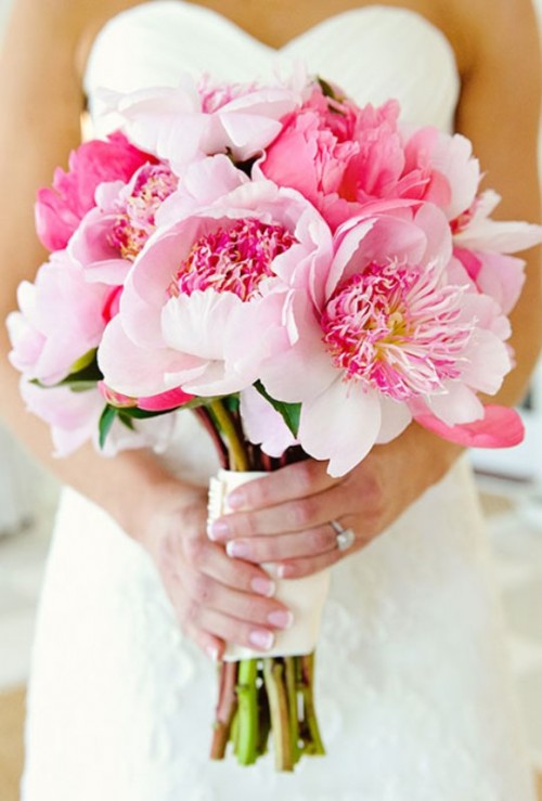 a blush and pink peony wedding bouquet is a lovely idea for a spring or summer wedding, it looks chic and beautiful