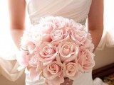 a blush rose wedding bouquet is a lovely and chic idea for a spring or summer wedding, it looks very beautiful