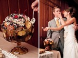 a fun ice cream sundae wedding cake topped with cherries for true ice cream lovers