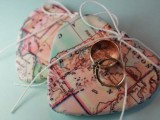 hearts of map are great for a travel-themed wedding, this is a simple craft you can make in minutes