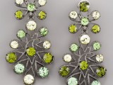 bold and catchy green rhinestone statement earrings are a great color statement in your bride’s or bridesmaid look