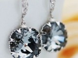 grey rhinestone statement earrings are bold and glam and will complete your bridal or bridesmaid look at their best