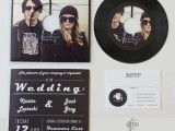 vinyl personalized with your couple’s photos is a cool idea to substitute usual wedding invitations