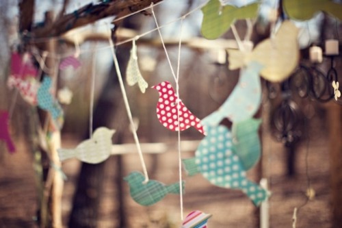 colorful paper love bird garlands are great to decorate any wedding space, they will catch an eye with color and print