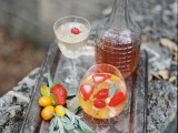 enjoy refreshing drinks with fresh kumquats and strawberries and refresh your guests with them, too