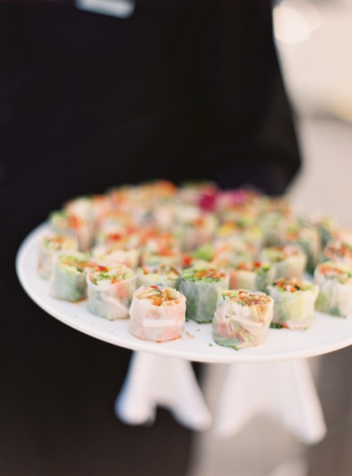 cut spring rolls with veggies are amazing for a vegetarian wedding, they are delicious, light and cool
