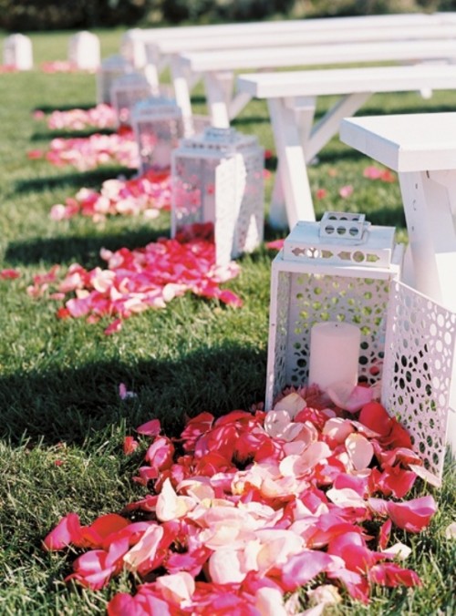 Romantic Wedding Aisle Petals Decor Ideas