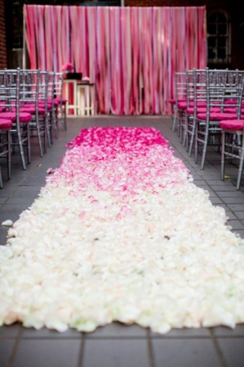 Romantic Wedding Aisle Petals Decor Ideas