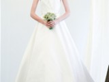 a princess style wedding dress with a lace floral halter neckline is a chic idea for a wedding